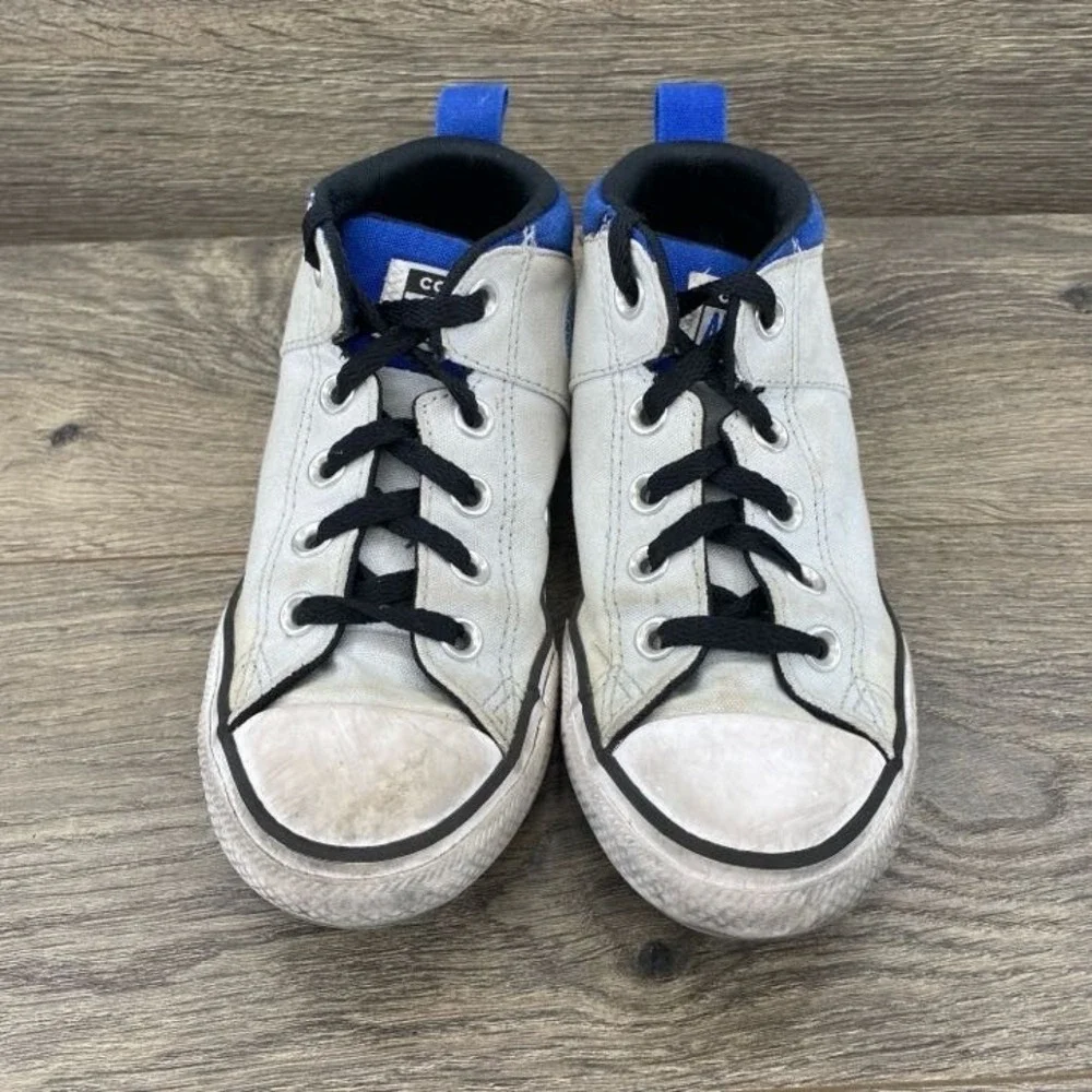Converse Chuck Taylor All Star Boys Sneakers‎ Shoes Size 2 White Royal Blue